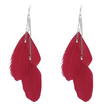 Load image into Gallery viewer, Bohemian Handmade Vintage Feather Long Drop Earrings