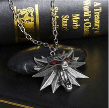 Load image into Gallery viewer, Figure Game Pendant Wizard Witcher 3 Medallion Pendant Necklace Wolf Head Necklace U Pick Color Halloween Necklace &amp; Pendants