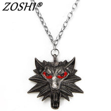 Load image into Gallery viewer, Figure Game Pendant Wizard Witcher 3 Medallion Pendant Necklace Wolf Head Necklace U Pick Color Halloween Necklace &amp; Pendants