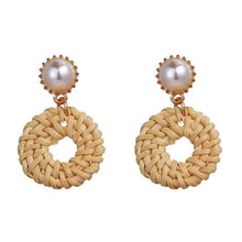 Load image into Gallery viewer, 17KM Handmade Geometric Rattan Weave Chandelier Earrings For Women Round Square Triangle Drop Dangle Earring Party Gifts 2018
