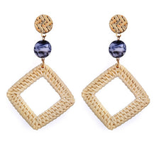 Load image into Gallery viewer, 17KM Handmade Geometric Rattan Weave Chandelier Earrings For Women Round Square Triangle Drop Dangle Earring Party Gifts 2018