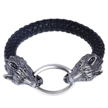 Load image into Gallery viewer, 2018 New Arrival Men Stainless Steel Leather Bracelets Men Jewelry Male Wolf Head Charms Bracelets Bangles Wristband pulseira