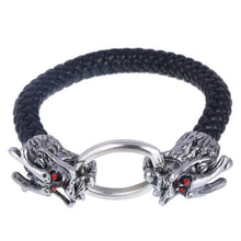Load image into Gallery viewer, 2018 New Arrival Men Stainless Steel Leather Bracelets Men Jewelry Male Wolf Head Charms Bracelets Bangles Wristband pulseira