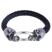 Load image into Gallery viewer, 2018 New Arrival Men Stainless Steel Leather Bracelets Men Jewelry Male Wolf Head Charms Bracelets Bangles Wristband pulseira