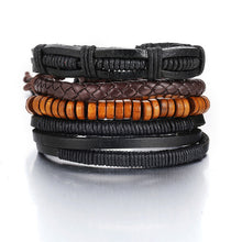 Load image into Gallery viewer, Vintage Wood Beads Leather Bracelets