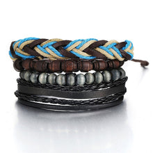 Load image into Gallery viewer, Vintage Wood Beads Leather Bracelets