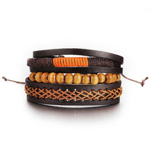 Load image into Gallery viewer, Vintage Wood Beads Leather Bracelets