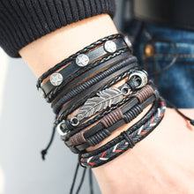 Load image into Gallery viewer, 6 Design Vintage Multilayer Leather Bracelet For Men 2019 Handmade Wristband Bracelet Punk Rope Jewelry Wrap Bracelets &amp; Bangles