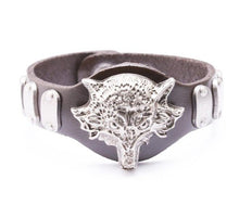 Load image into Gallery viewer, XINYAO 2019 Geunine Leather  Charm Wolf Bracelet Punk Style Black  Leather Cuff Bangle Male Gothic Spike Jewelry Best Gift